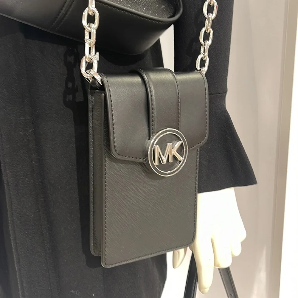 Michael Kors Carmen Small Logo Smartphone Crossbody Bag  Black  NWT
